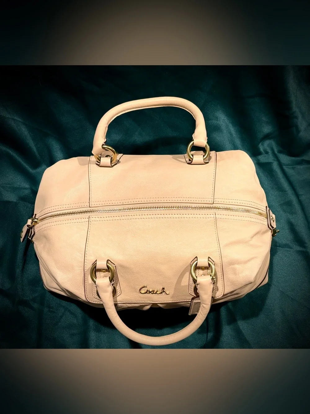 Coach Cream Leather Satchel with Gold Hardware